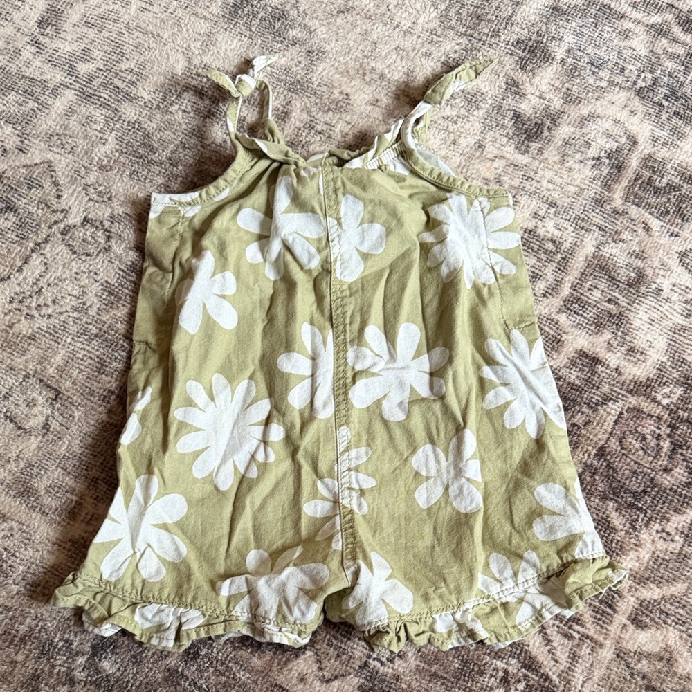 Green & white floral romper
